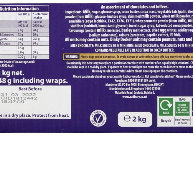 Cadbury Heroes 2 Kg (Pack of 2) Chocolate Bulk Sharing Box, Milk Chocolates Individually Wrapped,