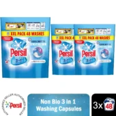 Persil Non Bio 3 in 1 Washing Capsules laundry capsules gentle next to sensitive skin for outstanding stain removal in quick & cold washes 48 washe,3pk