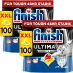 Finish Ultimate Infinity Shine Dishwasher Tablets bulk | Scent : Lemon | Size: 200 Dishwasher Tabs (100 tabs x 2) |Ultimate Clean and Shine